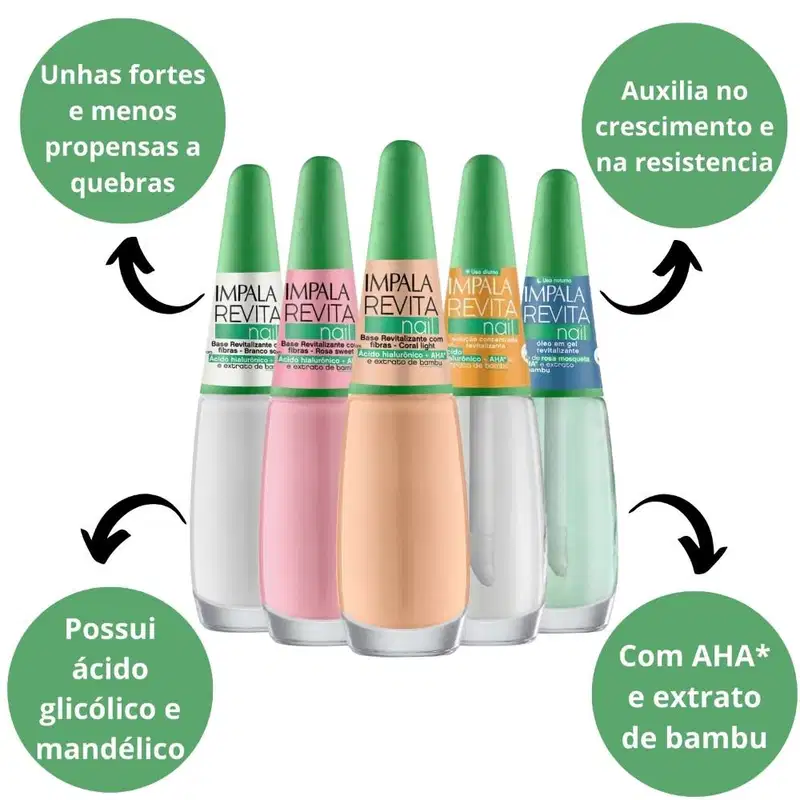 Kit Impala Revita Nail Base + Diurno e Noturno Com 5