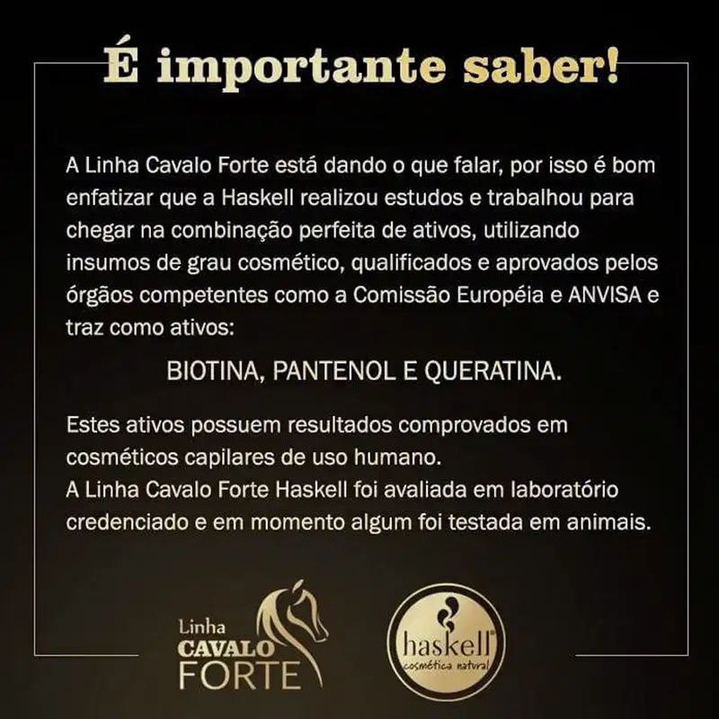 Kit Cavalo Forte Haskell Shampoo Condicionador Máscara 500ml/500g