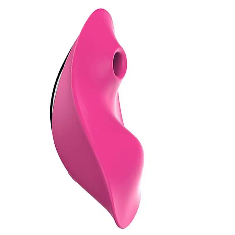 Vibrador rosa em formato curvo e ergonômico, com superfície lisa e brilhante, projetado para proporcionar prazer e estimulação íntima.