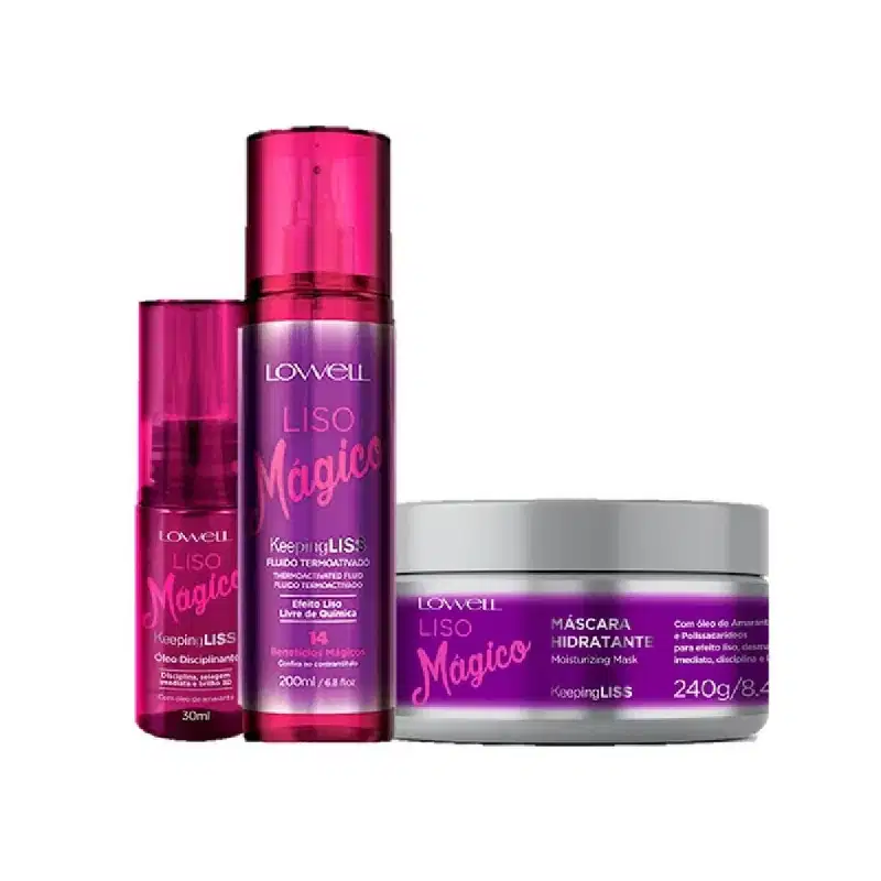 Kit Lowell Liso Magico Keeping Liss Trio (3 Produtos)