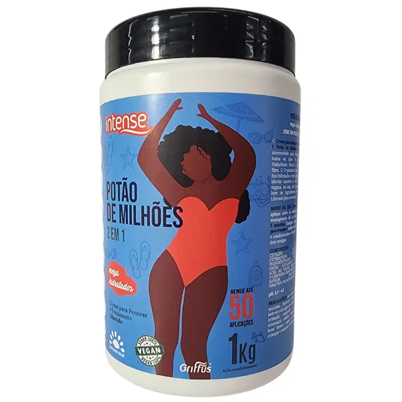 Griffus Intense Creme Para Pentear e Tratamento 2 em 1 Mega Hidratados Vegano Potão de Milhões 1kg