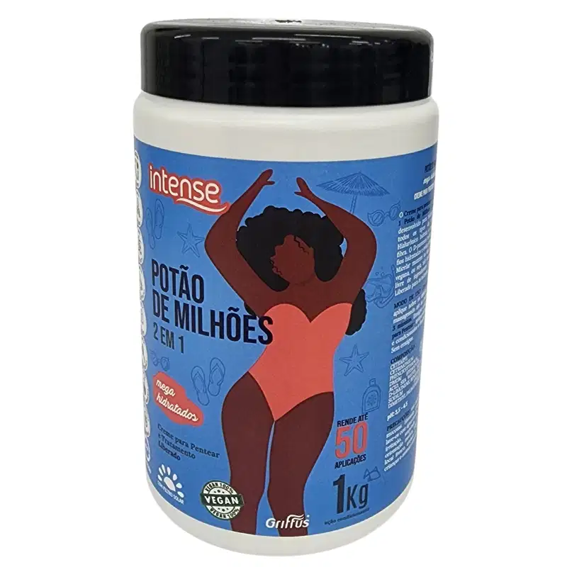 Griffus Intense Creme Para Pentear e Tratamento 2 em 1 Mega Hidratados Vegano Potão de Milhões 1kg
