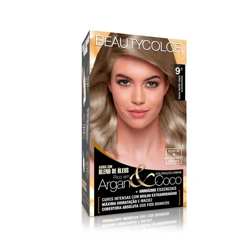 Beauty Color 9.1 Louro Muito Claro Acinzentado - Tintura Permanente