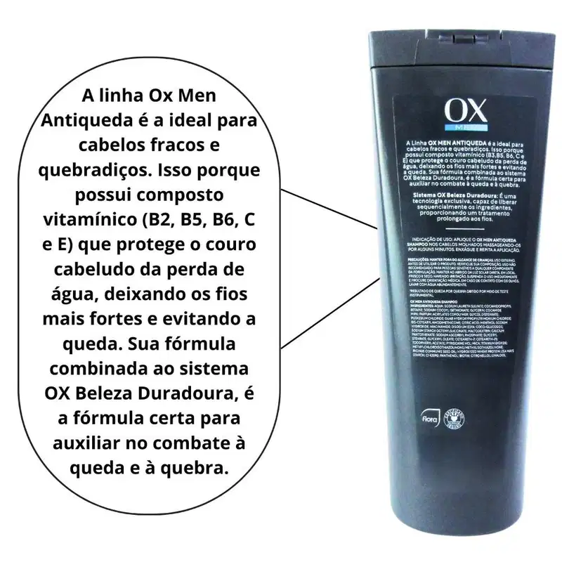 OX Cosméticos Men - Shampoo Antiqueda 400ml