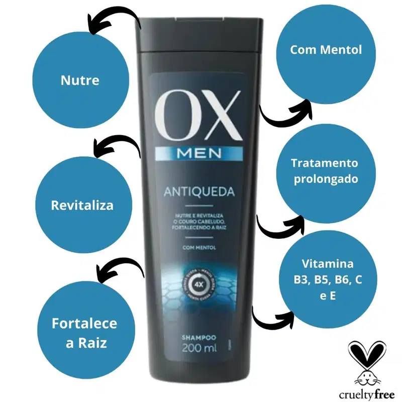OX Cosméticos Men - Shampoo Antiqueda 400ml