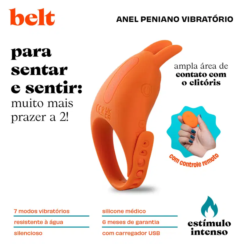 Anel peniano regulável vibratório Belt controle remoto