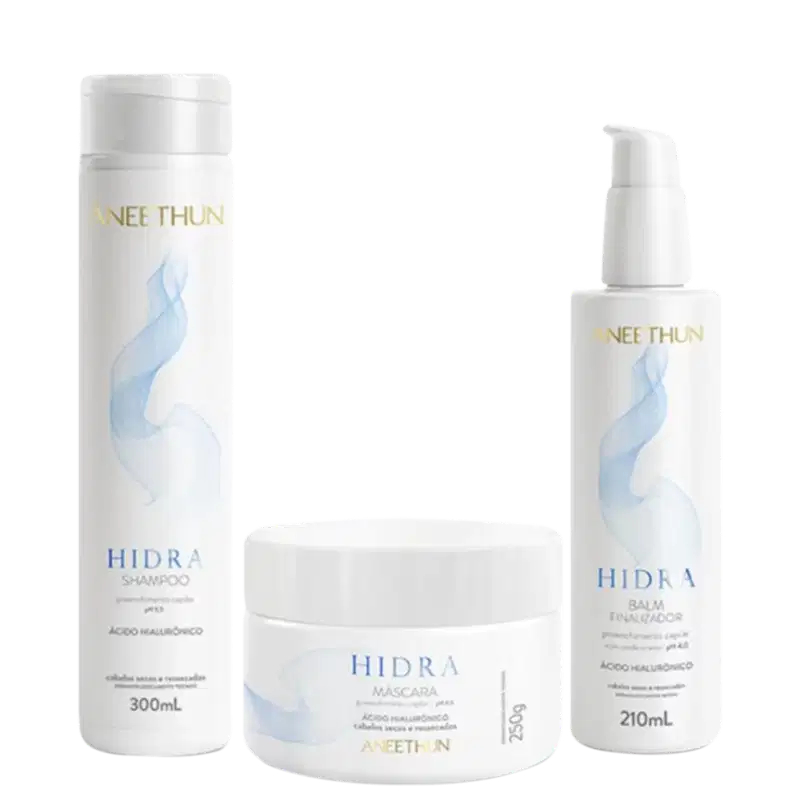 Kit Aneethun Hidra Shampoo, Máscara e Balm Finalizador Tratamento Com Ácido Hialurônico
