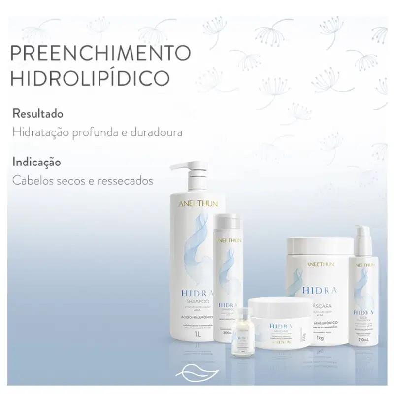 Kit Aneethun Hidra Shampoo, Máscara e Balm Finalizador Tratamento Com Ácido Hialurônico