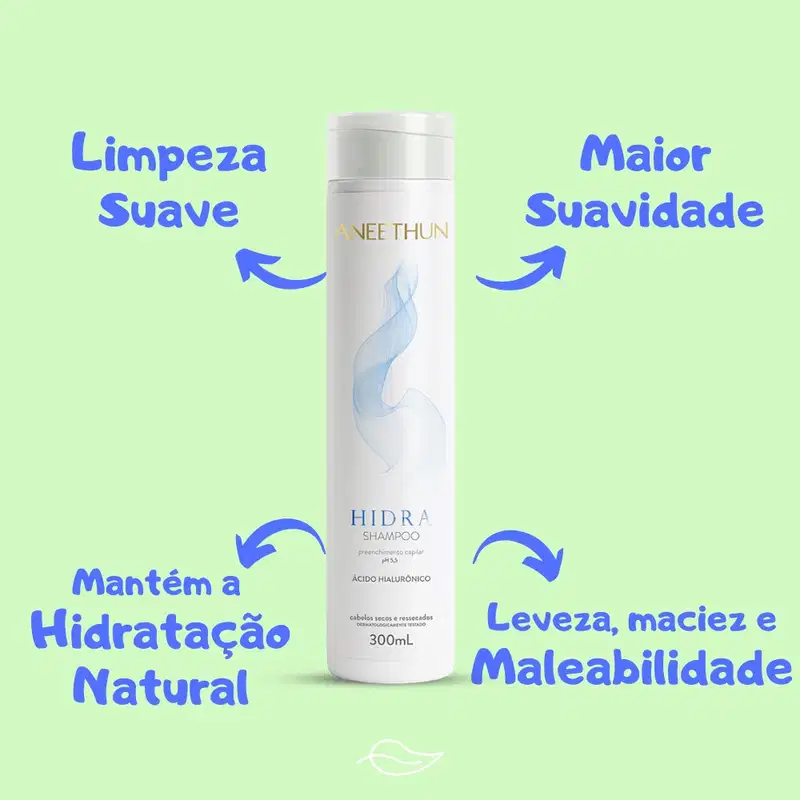 Kit Aneethun Hidra Shampoo, Máscara e Balm Finalizador Tratamento Com Ácido Hialurônico