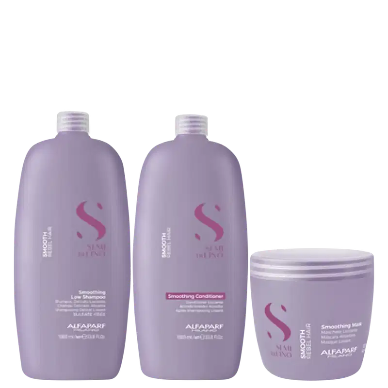 Kit Alfaparf Semi Di Lino Smooth Trio Essential, 3 produtos.