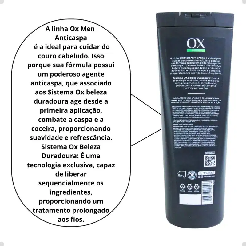 OX Cosméticos Men - Shampoo Anticaspa 400ml