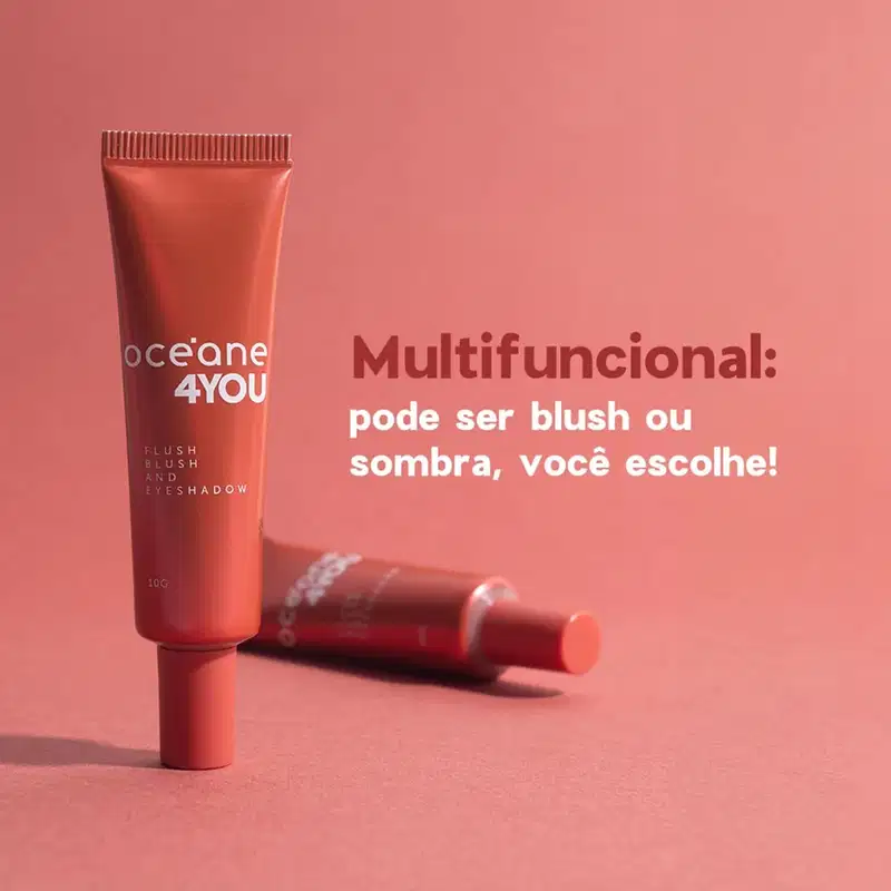 Kit Océane 4you Trio de Sombras Cooper Shine Hidratante Labial Berry e Blush Líquido Laranja (3 Produtos)