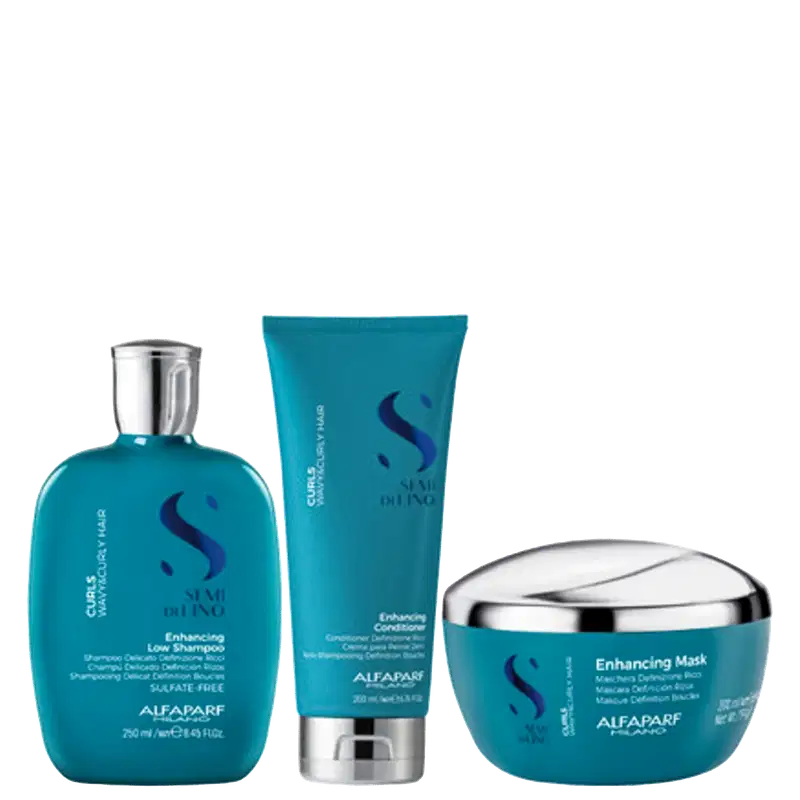 Kit Alfaparf Semi di Lino Curls Enhancing Trio Home Care, 3 produtos.