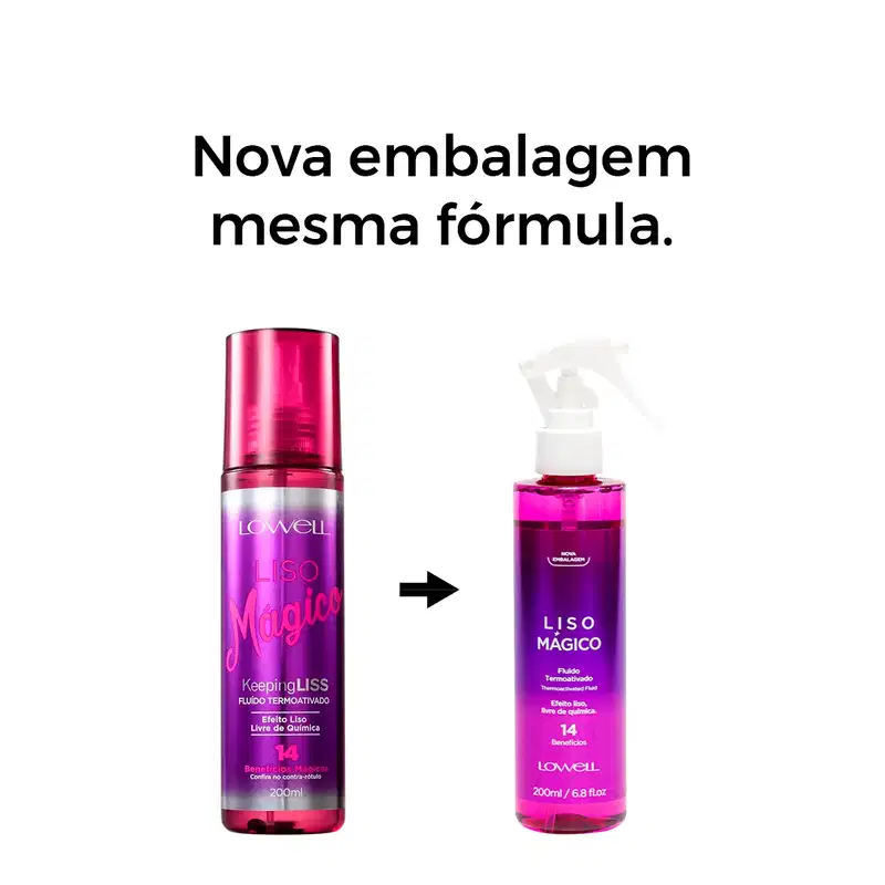 Lowell Liso Mágico Keeping Liss Shampoo Condicionador Spray e  Pour Toi Parfum Cabelo e Corpo (4 produtos)
