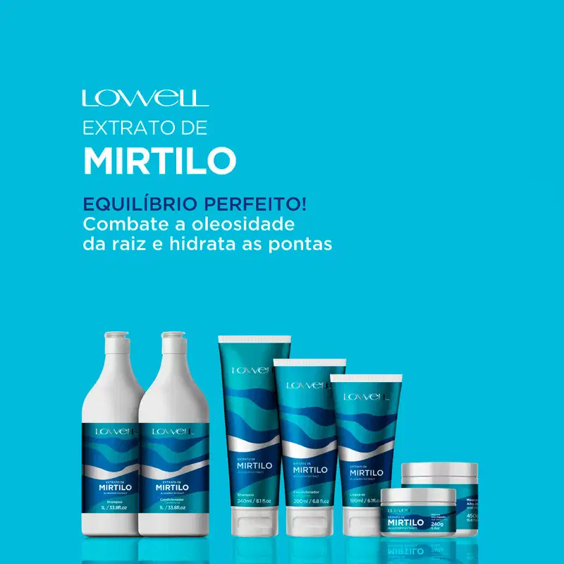 Kit Lowell Extrato de Mirtilo Shampoo Condicionador Óleo e Pour Toi Parfum Cabelo e Corpo (4 produtos)