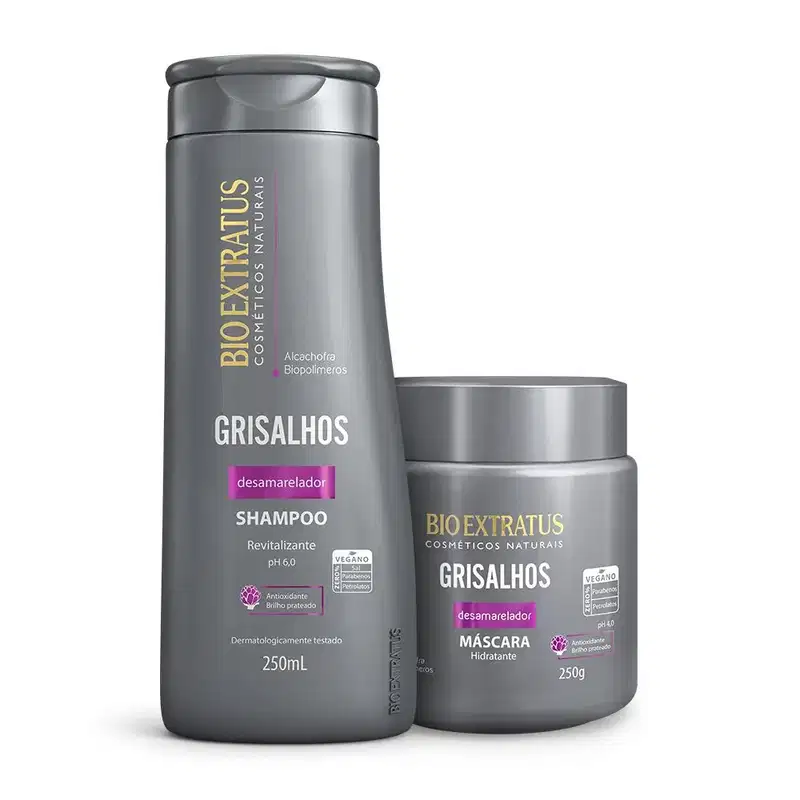 Kit Desamarelador Bio Extratus Grisalhos Shampoo e Máscara (250mL/g)
