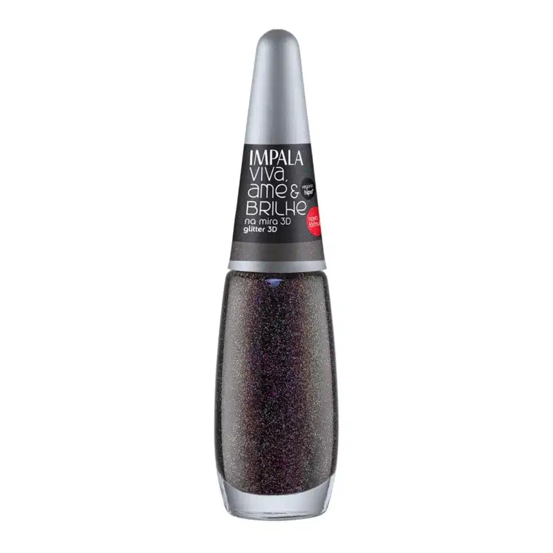 Kit Esmalte Glitter 3D Impala Viva, Ame e Brilhe Com 2 7,5ml