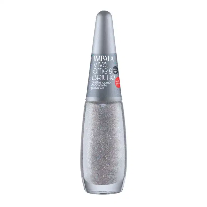 Kit Esmalte Glitter 3D Impala Viva, Ame e Brilhe Com 2 7,5ml