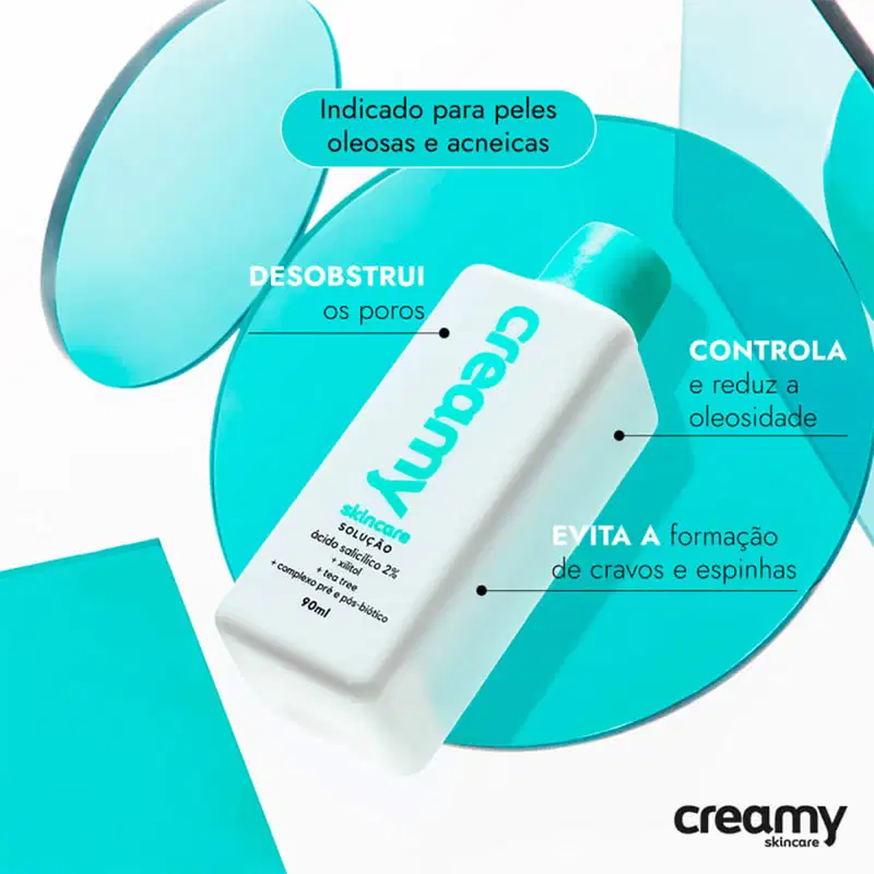 Kit Creamy Ácido Salicílico Solução Tônica Antiacne e Vitamina C Sérum Facial (2 produtos)