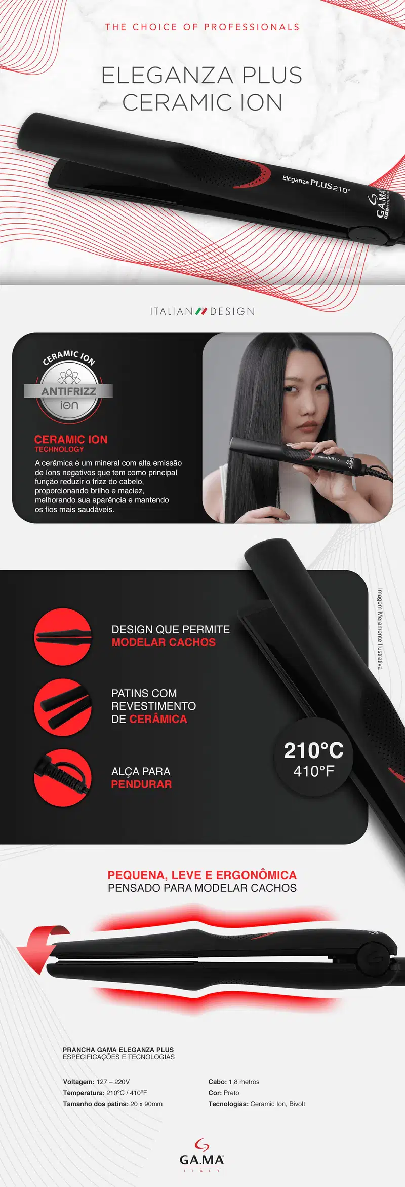 GA.MA Italy Eleganza Infinity Plus Bivolt - Prancha Alisadora