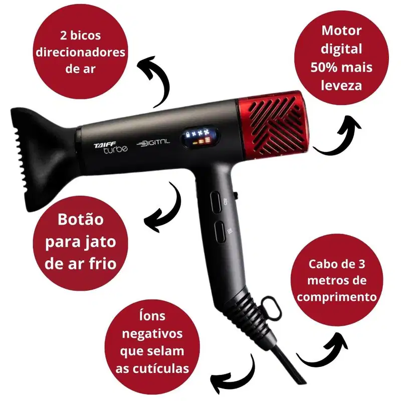 Taiff  Turbe Digital 2400W 110V - Secador de Cabelo