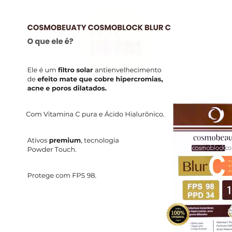 Cosmobeauty Blur C FPS 98 Vitamina C e Ácido Hialurônico Bronze - Protetor Solar 50g