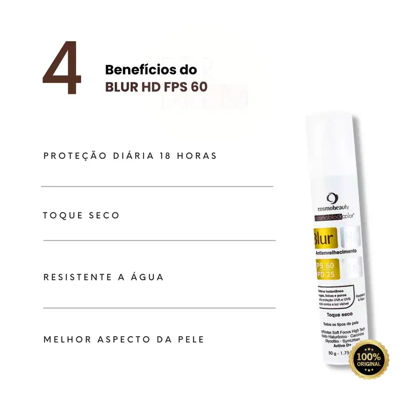 Cosmobeauty Blur HD FPS 60 Anti Sinais Natural - Protetor Solar 50g