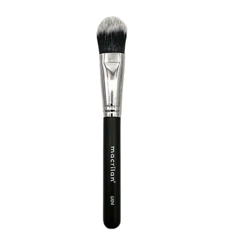 Pincel Para Pó Facial Profissional Ultra Macrilan U01 + Pincel U04 Profissional para Base Macrilan
