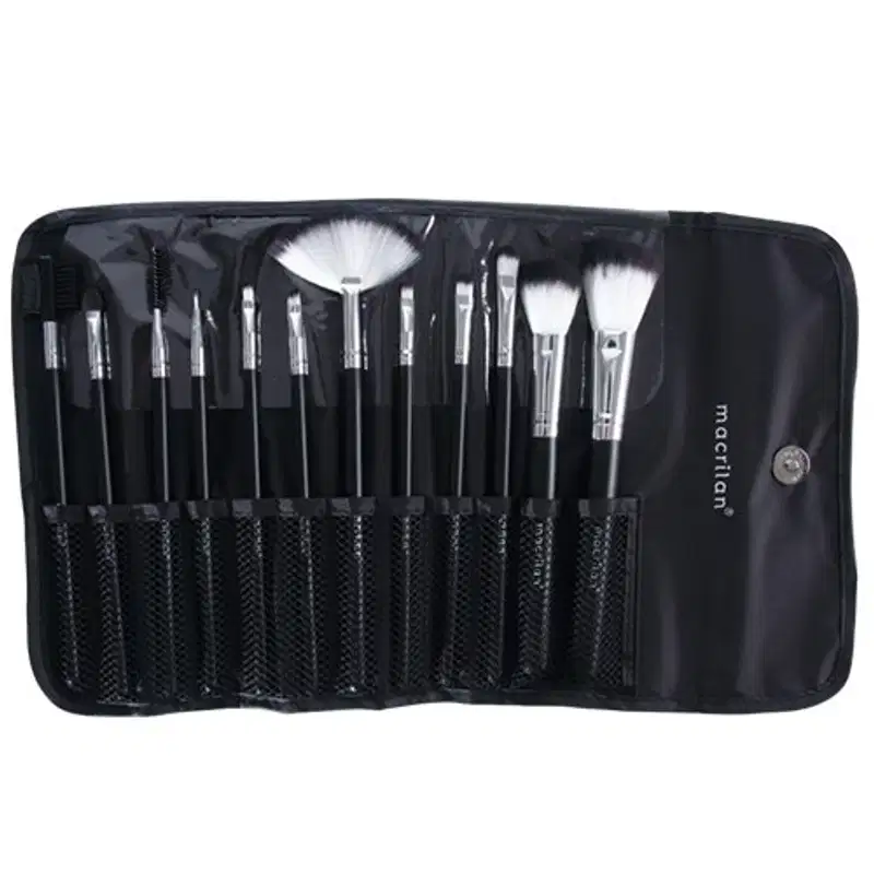Kit Com 12 Pincéis Para Maquiagem - Macrilan - KP1-5J - vermelho e preto