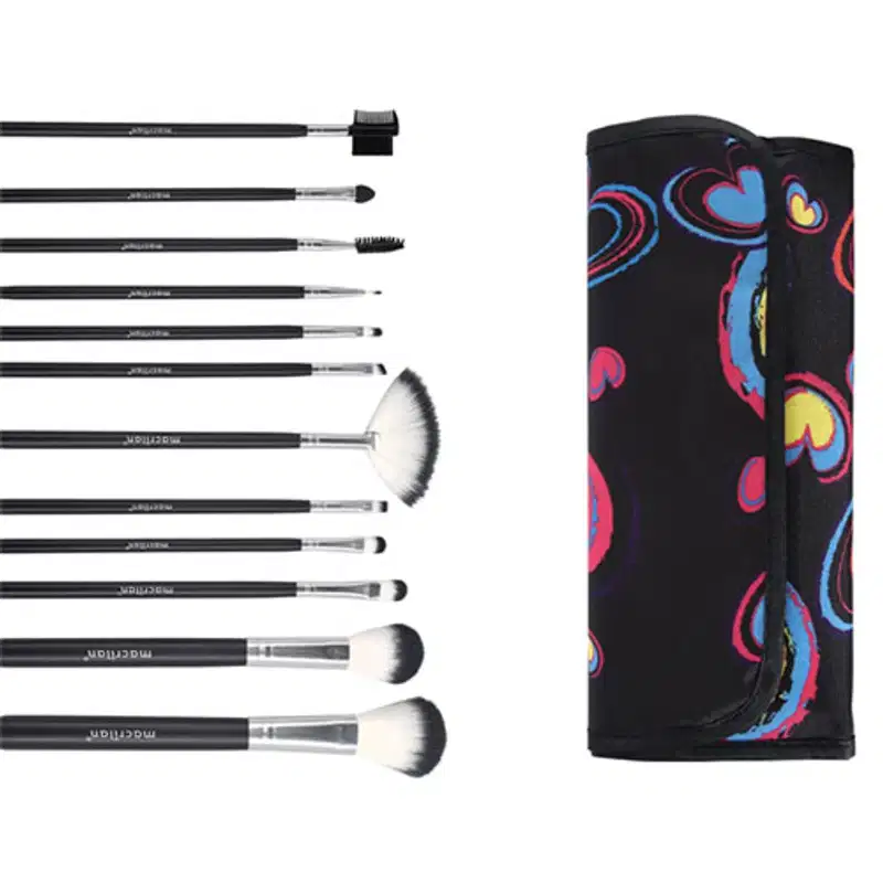 Kit Com 12 Pincéis Para Maquiagem - Macrilan - KP1-5I - preto