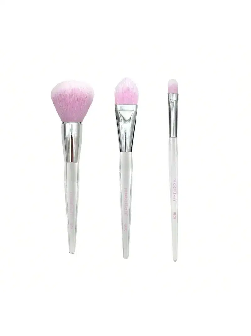 Kit Face Let's Glam Com 3 Pincéis Profissionais - Macrilan