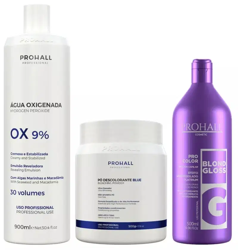 Kit Ox 30 Pó Descolorante Azul e Matizador Blond Prohall