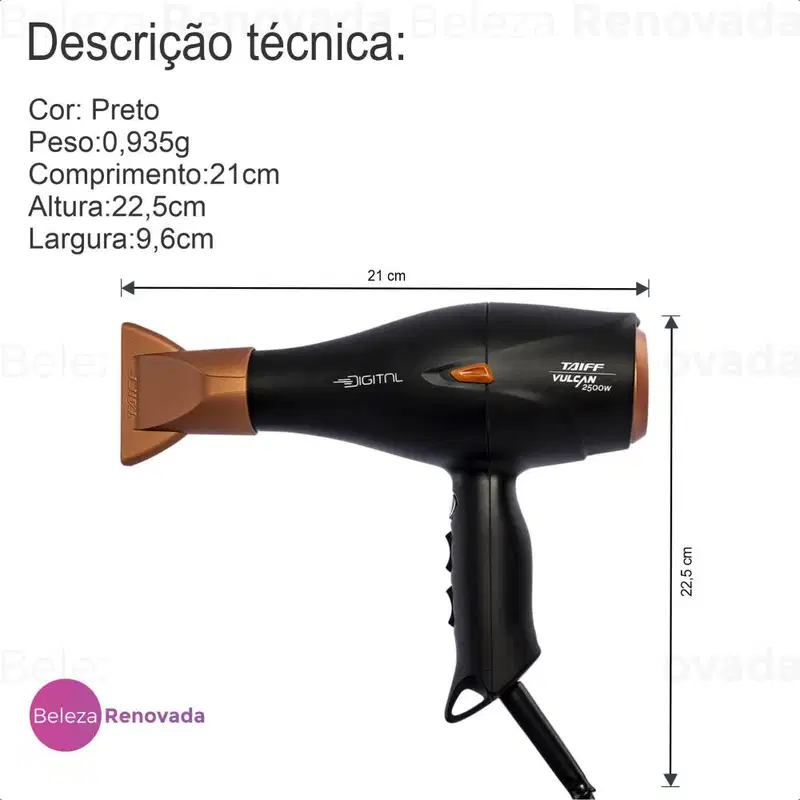 Secador Taiff Digital Vulcan 2500w Profissional Original