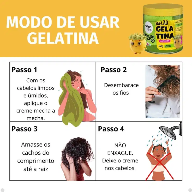 Kit Salon Line Kids 1 Creme para Pentear e 1 Gelatina Antifrizz Melão