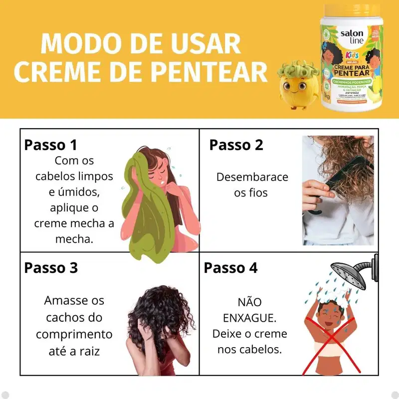 Kit Salon Line Kids 1 Creme para Pentear e 1 Gelatina Antifrizz Melão