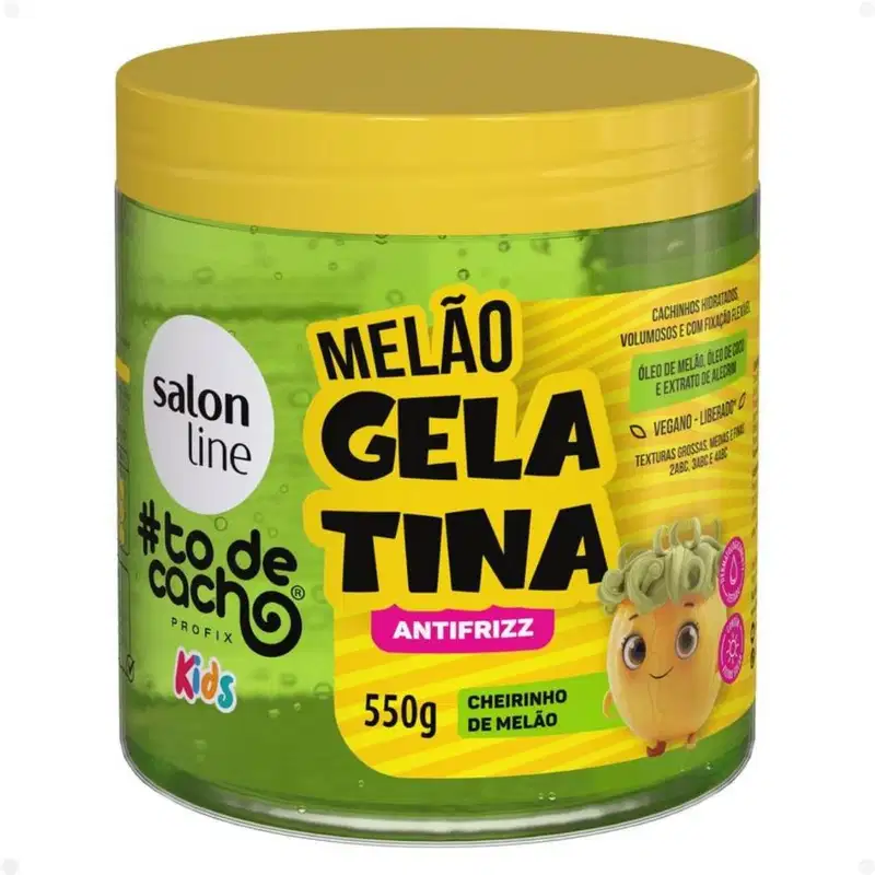 Kit Salon Line Kids 1 Creme para Pentear e 1 Gelatina Antifrizz Melão
