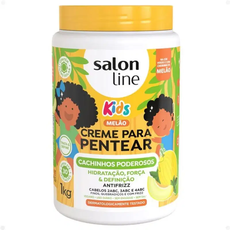 Kit Salon Line Kids 1 Creme para Pentear e 1 Gelatina Antifrizz Melão