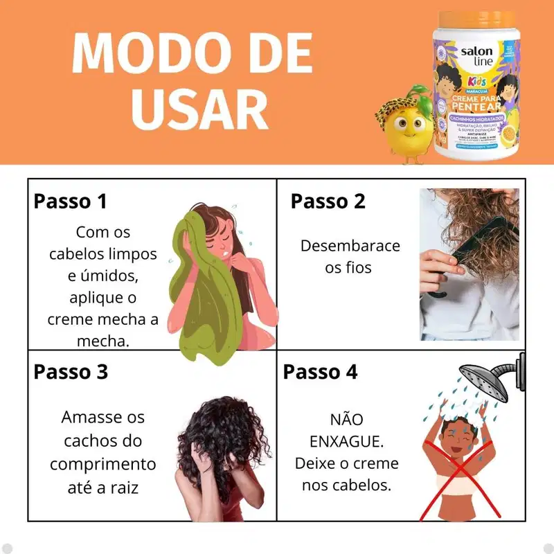 Kit Salon Line Kids 1 Creme para Pentear e 1 Gelatina Hidratante Maracujá