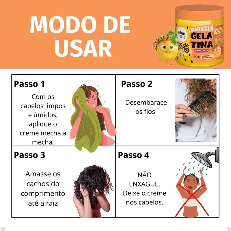 Kit Salon Line Kids 1 Creme para Pentear e 1 Gelatina Hidratante Maracujá