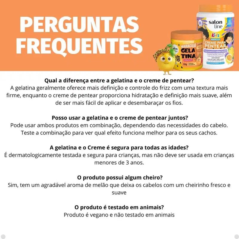 Kit Salon Line Kids 1 Creme para Pentear e 1 Gelatina Hidratante Maracujá