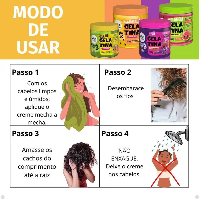 Kit Salon Line Kids 4 Gelatina: Melão, Maracujá, Uva e Melancia