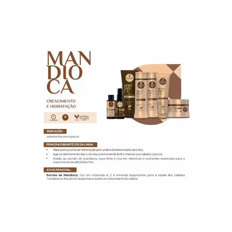 Kit de Máscaras Vegana para Cronograma Capilar Haskell Cavalo Forte Mandioca Murumuru 300g