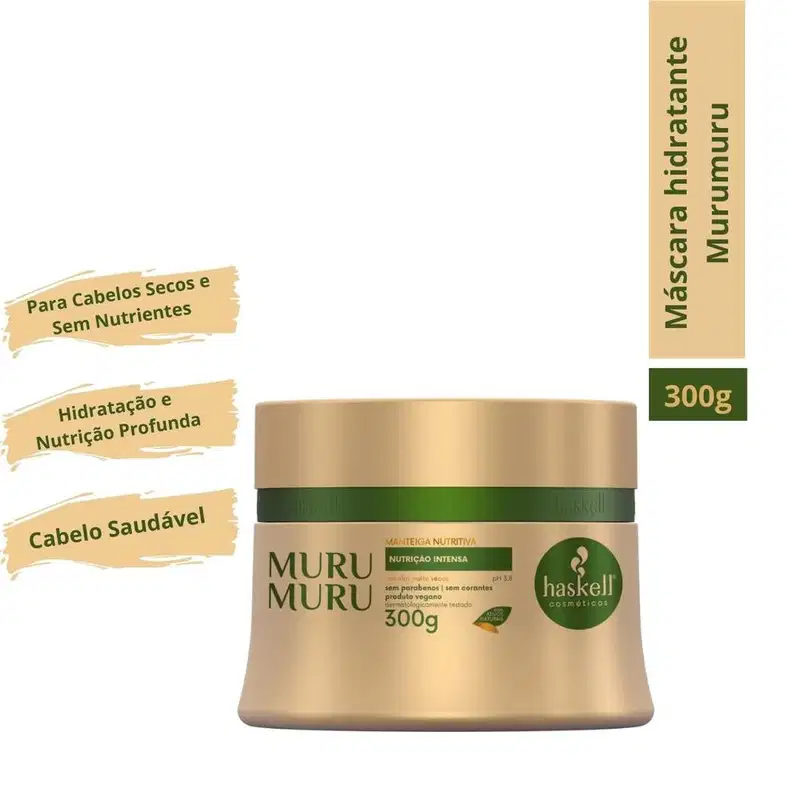 Kit de Máscaras Vegana para Cronograma Capilar Haskell Cavalo Forte Mandioca Murumuru 300g