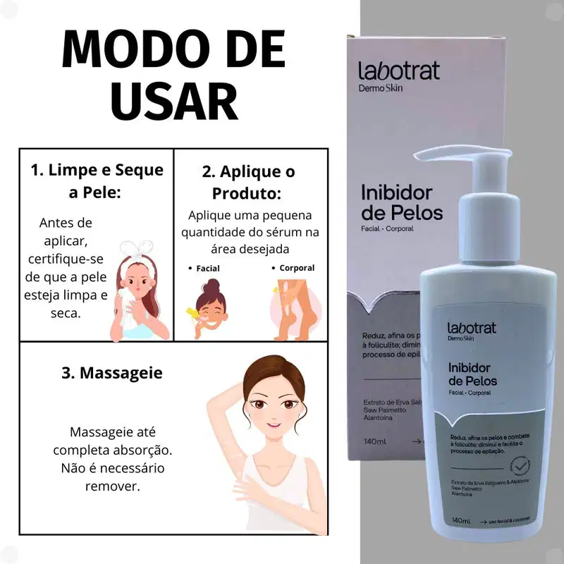 Kit Labotrat Dermo Skin: Inibidor de Pelos Facial e Corporal + Clareador para Virilha e Axilas