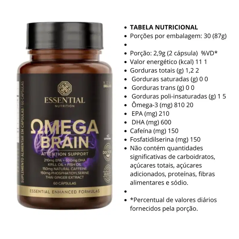 A imagem mostra a tabela nutricional do produto.