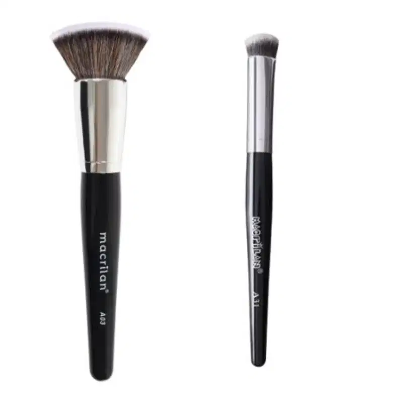 Pincel Profissional Kabuki Reto Linha Max - Macrilan - A03 + Pincel Kabuki para Corretivo Linha Max - Macrilan - a31