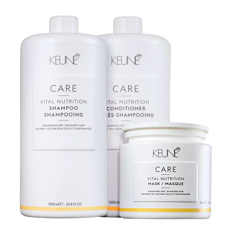 Kit Keune Care Vital Nutrition Shampoo 1000ml + Condicionador 1000ml + Máscara 500ml + Válvulas Pump