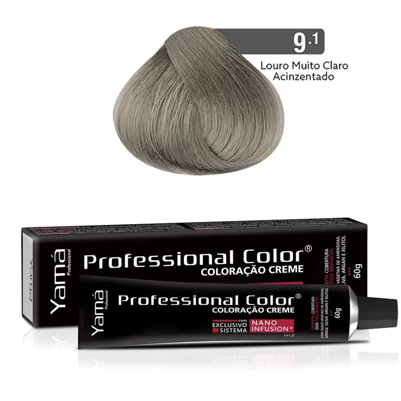 Yamá Professional Color Nano Infusion 9.1 Louro Muito Claro Acinzentado - Coloração 60g