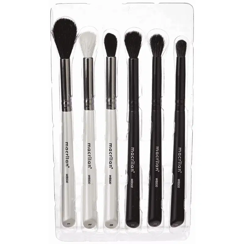 Kit WB500 com 6 pincéis Profissionais para esfumar e iluminar Macrilan