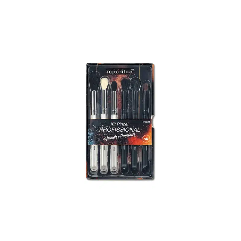 Kit WB500 com 6 pincéis Profissionais para esfumar e iluminar Macrilan
